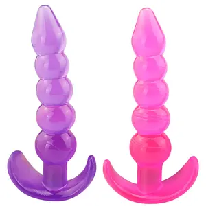 Female anal plugs g spot orgasm anal posterior transparent full silicone five beads adult masturbation erotic sex toys