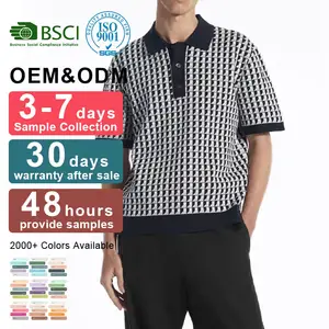 Polo de manga corta de punto de verano para hombre OEM/ODM, Polo geométrico complejo, Polo de Jersey para hombre