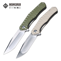 Couteau pliant de survie Hongrui de haute qualité en acier D2, couteau de camping pliant de poche avec manche en G10