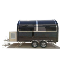 Siyah özelleştirilmiş çekiş mobil camper gıda römork/kamp akıllı camper hot dog fırın özelleştirilmiş van gıda kamyon gıda sepeti