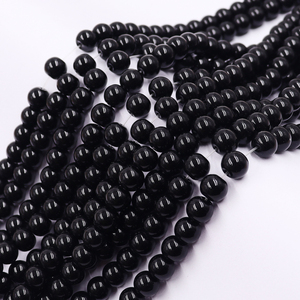 <strong>Black</strong> Seed 8mm Glass <strong>Beads</strong> Stock for Sale <strong>Bead</strong> Strand Full Hole 32 Inch Loose <strong>Beads</strong> for Jewelry Making - Product Image 1
