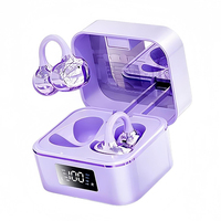 Écouteurs sans fil TWS Bluetooth étanches pour femmes, modèle 2026, avec miroir de maquillage intégré et étui de chargement, écouteurs sportifs à clip d'oreille, tendance