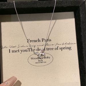 Collier à pendentif en argent pur S925, luxe léger, haut de gamme, exquis, bleu glace, goutte d'eau, double couche, pompon, tendance - Product Image 5