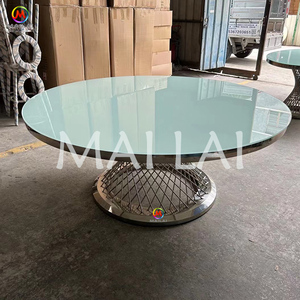 <span class=keywords><strong>Tavolo</strong></span> <span class=keywords><strong>da</strong></span> <span class=keywords><strong>Pranzo</strong></span> Rotondo per Matrimoni <span class=keywords><strong>in</strong></span> Metallo e Acciaio Inossidabile Dorato con Piano <span class=keywords><strong>in</strong></span> <span class=keywords><strong>Vetro</strong></span> per Banchetti d'Hotel - Product Image 3
