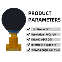 Pantalla LCD TFT Circular Pequeña de 0.71 Pulgadas 160*160 SPI, Pantalla LCD Redonda Más Pequeña, Pantalla de 12 Pines GC9D01, Panel de Módulo LCD Redondo