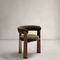 Chaise de salle à manger moderne en bois massif avec siège rembourré en tissu, fauteuil barillet pour restaurant, café, hôtel, mobilier de maison