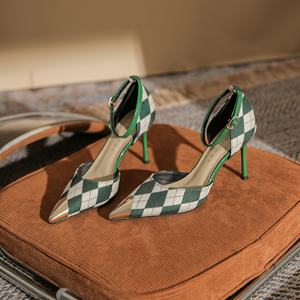 Sandalias de Tacón Alto con Punta Abierta y Camuflaje Verde - Tela de Malla Transpirable, Moda y Comodidad - Product Image 1