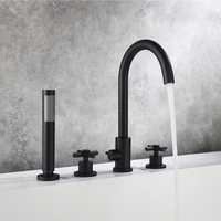 Robinet de baignoire de luxe en laiton à poignée unique, quatre trous, finition chromée, à poser sur le rebord, pour salle de bain