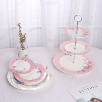 Europese stijl drielaagse taartplateau porseleinen fruit- en snackbord afternoon tea dessertbord bruiloft exquisiete gebakbord