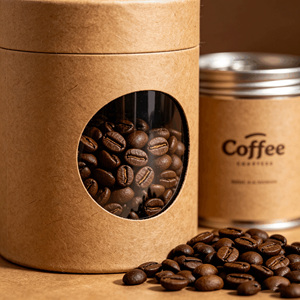 Emballage de café en tube cylindrique en carton biodégradable, fabrication sur mesure, tube en papier kraft écologique - Product Image 1