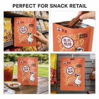 Sachet d'emballage souple pour snacks, imprimé sur mesure, à trois soudures latérales, qualité alimentaire, haute barrière, pour snacks de canard, OEM