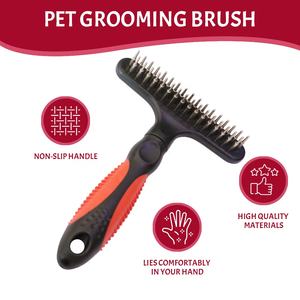 Alat Perawatan Hewan Peliharaan Penghilang Bulu Kucing Anjing Sisir Gigi Ganda Sikat Hewan Peliharaan untuk Mengurangi Kerontokan - Product Image 4