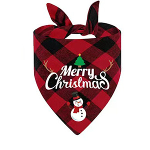 Yisi Christmas Pet Triangular Bib Printed Lattice Dog Cat Scarf Winter <b>Neck</b> <b>Warmer</b> - Product Image 4