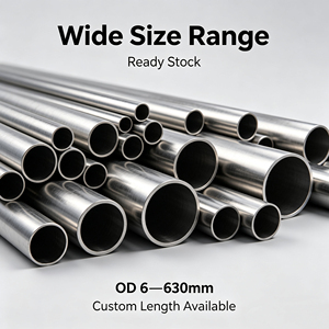 Tuyau en acier inoxydable 201 304 316, tube rond sans soudure, diamètre extérieur 20-630 mm, finition 2B, norme ASTM, longueur personnalisée disponible - Product Image 1