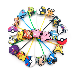 Newest Reusable Silicone Lovely Cartoon <strong>Pokemoned</strong> Drinking Straw Topper Wholesale Gengar Eevee Rubber Straw Charms Toppers - Product Image 4