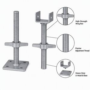Accessoires de coffrage pour échafaudage Ringlock : Supports réglables solides avec base à vis creuse pour le support de coffrage de construction - Product Image 3
