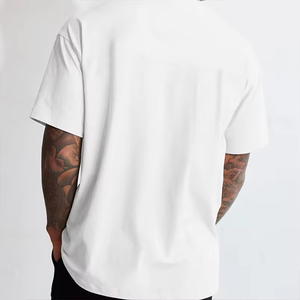 Camiseta corta de gran tamaño 100% algodón para hombre, ropa de calle con logotipo personalizado, Camiseta corta lisa con hombros caídos de calidad de lujo para mí - Product Image 3