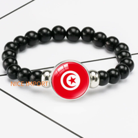 Bracelet perlé élastique noir drapeau des Émirats arabes unis, accessoire patriotique tendance pour hommes et femmes, best-seller