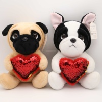 Usine directement fournir le meilleur prix saint valentin en forme de coeur chien jouet personnalisé dessin animé en peluche Animal en peluche poupée cadeaux de vacances