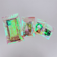 Pochette d'emballage cosmétique transparente refermable, pochette à fermeture éclair, holographique, pour le maquillage, unités