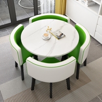 Ensemble de table à manger extensible en marbre de luxe moderne avec 4 chaises, 6 places, durable et écologique pour appartement et usage domestique