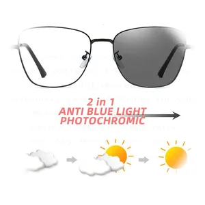 Lentes de sol Custom Latest arrival weight lunette photo gray reflet pour femme photochromic anti blue light glasses for women