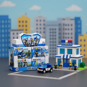 City Police Construction <b>Building</b> <b>Blocks</b> Set 62 64 65 Pcs For Kids Ages 6+ City Guards Theme - Product Image 2