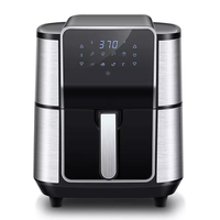 Friteuse à air numérique GIAYOL sans huile 6L/8L 1800W avec écran couleur, en acier inoxydable, revêtement antiadhésif PTFE, contrôlée par application, pour usage domestique