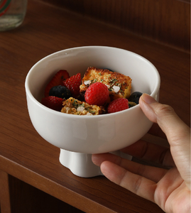 Juego de tazones de cerámica con logotipo personalizado, base festoneada, tazón para postre con pie para té de la tarde, hotel, restaurante, boda, venta al por mayor - Product Image 3