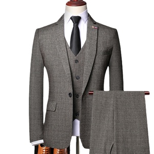 Personnalisé <span class=keywords><strong>Vintage</strong></span> Gentleman Classique Mode Slim Fit Costumes d'affaires pour hommes Trois pièces Robe de marié - Product Image 1