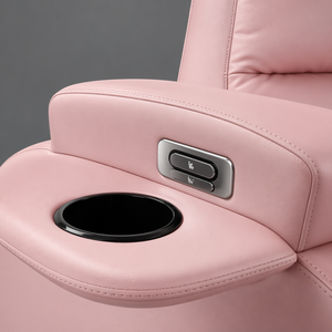 Luxury <b>Pink</b> Pedicure Spa Chair with Electric Reclining Backrest White Base Footrest Professional Salon Nail Foot Massage Throne - Product Image 4