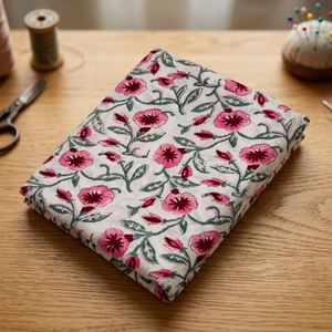 Tissu Popeline Florale 100% Coton 53/54 Pouces Blanc Rouge Bleu Imprimé Botanique Respirant Textile de Maison Tissé Peigné 100GSM Filles - Product Image 6