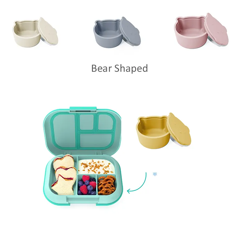 Novità scatola pranzo in silicone per uso alimentare organizzata per bambini carrello di caramelle in silicone contenitori per la conservazione degli snack
