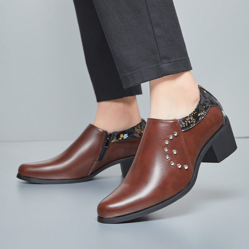 High Heel Men Shoes with Rivets - Perfect for Party Dancers
