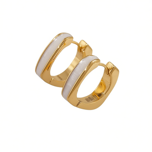 Orecchini a Cerchio E4766 Placcati Oro in Lega di Zinco, Design Geometrico Rosso, Gioielli Unisex Classici e alla Moda - Product Image 1