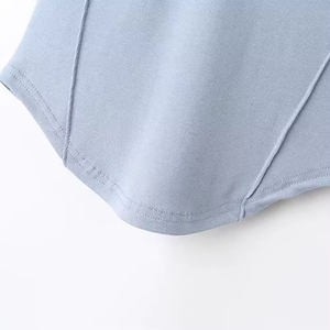Camiseta de Manga Corta con Cuello en V y Corte Curvo en la Parte Inferior para Mujer, Camiseta Informal de Verano 2023, Tops para Mujer - Product Image 5