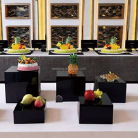 Étanche Noir Carré Acrylique Cylindre Alimentaire Risers Fête De Mariage Buffet Traiteur Dessert Plateau Affichage Cube Boîtes Ensemble Doigt