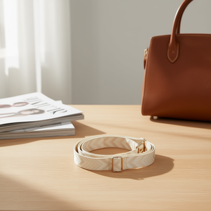 Cinghia in Tessuto da 4 Cm con Freccia, Accessorio per Borsa Beige - Product Image 2