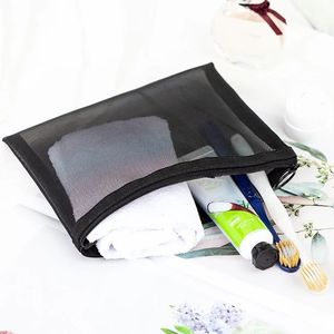 Estuche Transparente de Malla Negra para Lápices, Neceser de Viaje, Bolsa con Cierre para Brochas de Maquillaje - Product Image 3
