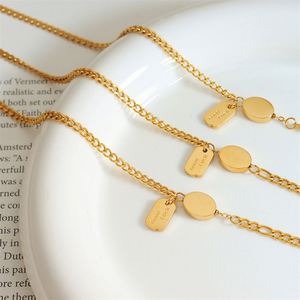 Collar con Colgante Ovalado en Blanco, Resistente al Agua, Chapado en Oro, Amuleto de Buena Suerte - Product Image 4
