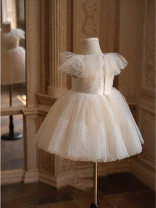 Abito in Pizzo e Tulle Stile Principessa con Maniche Volanti per Bambine, Ideale per Compleanni e Matrimoni, Primavera/Estate - Product Image 4