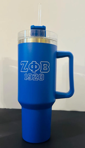 Tazas <span class=keywords><strong>de</strong></span> Acero Inoxidable <span class=keywords><strong>de</strong></span> 40 oz Delta Sigma Theta Zeta Phi Beta, Tazas Griegas Personalizadas <span class=keywords><strong>de</strong></span> la Hermandad ZPB con Asa y Pajita - Product Image 5