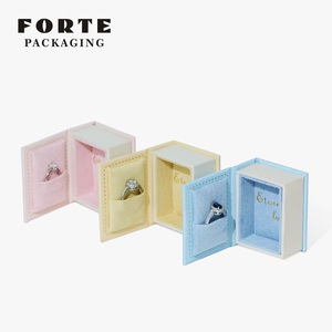 Forte 2025 Tùy Chỉnh Sang Trọng Giả Da Giấy Thân Thiện Với Môi Nhung Lót Cuốn Sách Phong Cách Hộp Đồ Trang Sức Cho Nhẫn Bông Tai Mặt Dây Chuyền - Product Image 3