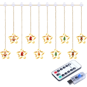 Guirlande lumineuse de Noël YN pour fenêtre et cheminée, avec crochet en cuivre et télécommande USB, 8 modes, pour décoration intérieure - Product Image 6