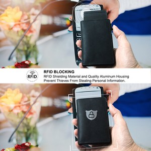 Genuine Leather Case <b>Smart</b> <b>Wallet</b> Anti Theft Minimalist Automatic Pop Out GPS Card Holder Cartera De Fibra Carbono Con <b>Wallet</b> - Product Image 3