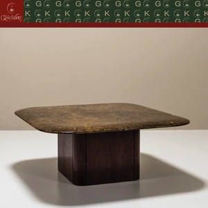 Mesa <span class=keywords><strong>de</strong></span> Centro GOLDKING Cuadrada <span class=keywords><strong>de</strong></span> Mármol Emperador Oscuro con Base <span class=keywords><strong>de</strong></span> Madera, Diseño Moderno para Sala <span class=keywords><strong>de</strong></span> Estar, Fabricación Personalizada OEM/ODM, Directo <span class=keywords><strong>de</strong></span> Fábrica - Product Image 4