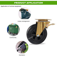 Fabricant de roulettes de poubelle personnalisées Support doré en caoutchouc massif Capacité de charge 180-200KG Roulette
