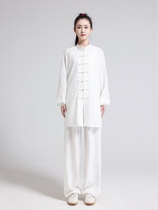 Traje <span class=keywords><strong>de</strong></span> Taiji <span class=keywords><strong>de</strong></span> algodón y lino para hombres y mujeres, traje <span class=keywords><strong>de</strong></span> actuación Baduanjin para primavera, verano, otoño, ropa tradicional china - Product Image 2