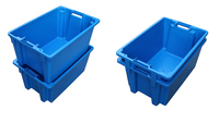 Boîte de rangement en plastique bleue JOIN avec couvercle, empilable, caisse de déménagement 500x395x250mm pour entrepôt et maison