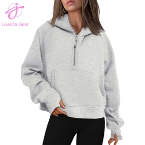 Sudadera con Capucha y Cierre de Cremallera para Mujer, Marca Loveda, con Logotipo Personalizado, <span class=keywords><strong>Colores</strong></span> Sólidos, Estilo Casual, con Bolsillos Grandes - Product Image 4